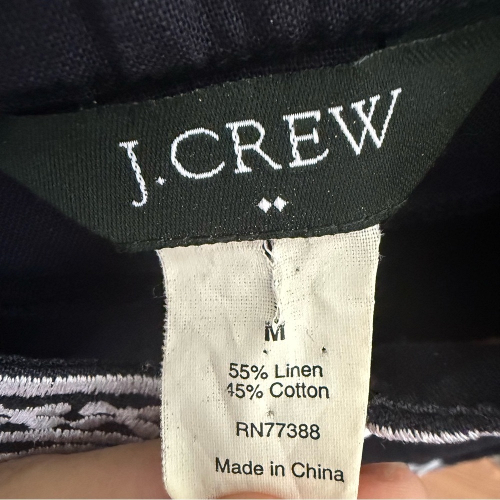 J. Crew embroidered cotton/linen blend tunic in navy blue Size: M - Picture 3 of 3